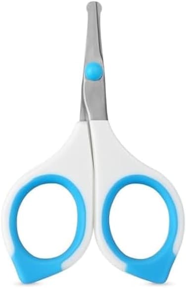 Fitto Baby Nail Scissors White &mdash; Infant Rounded Tip Stainless Steel Blades, Ergonomic Handle for Newborns &amp; Toddlers
