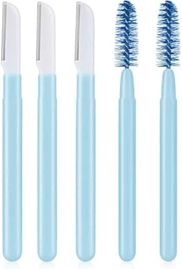 Fitto Eyebrow Grooming Set Blue - Tweezers, Scissors, Razor, Brush & Comb Kit for Brow Shaping & Facial Hair Removal