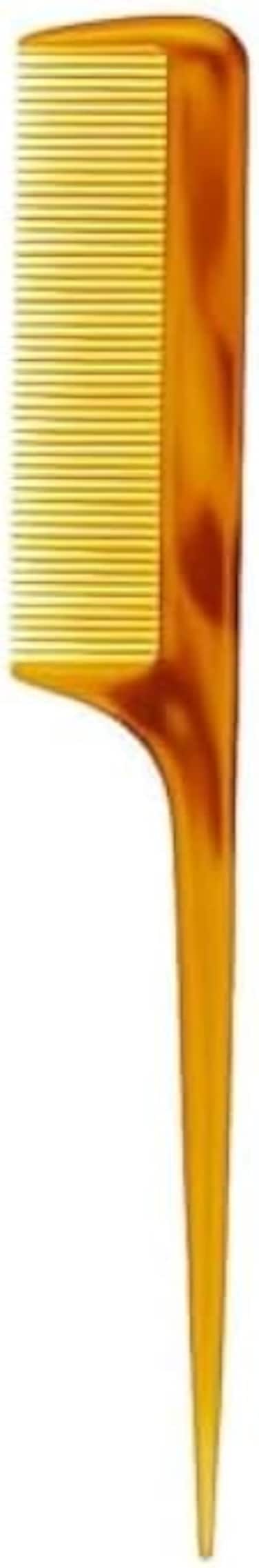 Fitto Fine Tail Comb Plastic Yellow - Rat Tail Styling Comb for Hair Sectioning, Backcombing, Teasing &amp; Styling