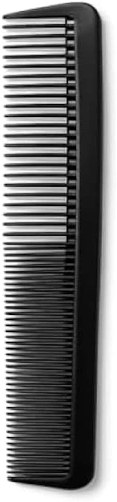 Fitto Plastic Hair Comb Two-Section Double-Sided 20.5cm Black - Fine & Wide Tooth Detangling Styling Comb