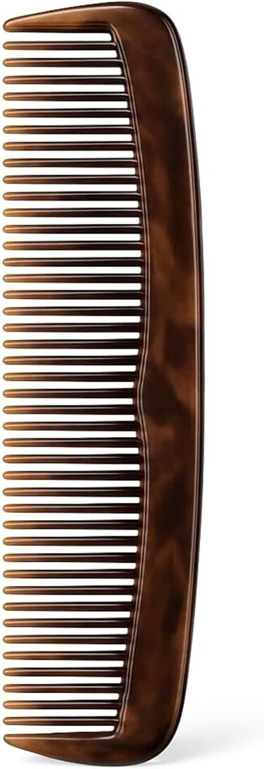Fitto Rounded Teeth Plastic Hair Comb Coffee Color - Wide Tooth Detangling Comb Anti-Static for Wet & Dry Hair