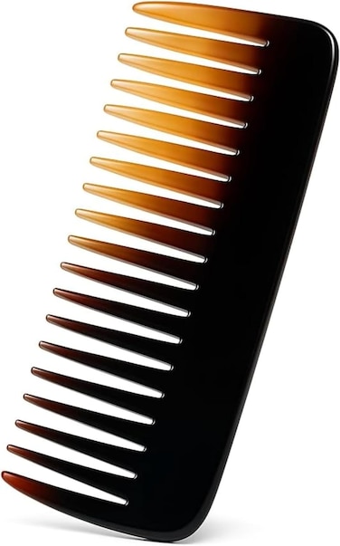 Fitto Large Shampoo Comb - Wide-Tooth Detangling Comb for Wet Hair, Coffee Color - Shower/Salon Comb for Curly, Thick &amp; Long Hair