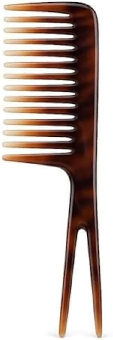 Fitto Large Shampoo Comb with 2 Legs - Wide Tooth Detangling Comb for Wet Hair, Scalp Massage, Shower Use - Coffee Color