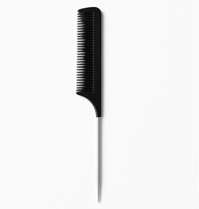 Buy Fitto Stainless Steel Rat Tail Comb 19cm Black - Metal Tail Comb ...