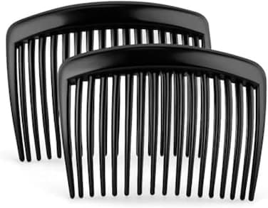 Fitto Small Black Plastic Side Hair Comb Pack of 2 - Side Comb for Hair Styling, Travel Pocket Bobby Comb, Hair Accessory for Women & Men