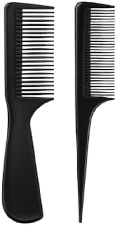 Fitto Professional Hair Styling Comb Set - 6pc Salon Comb Kit: Tail Comb, Cutting Comb, Wide-Tooth Detangling Comb, Barber Comb, Anti-Static Heat Resistant