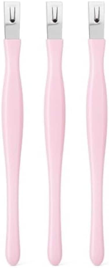 Fitto Cuticle Knife Set of 3 Pink - Nail Cuticle Remover &amp; Trimmer, Stainless Steel Manicure Pedicure Tool, Cuticle Pusher Knife for Nail Care