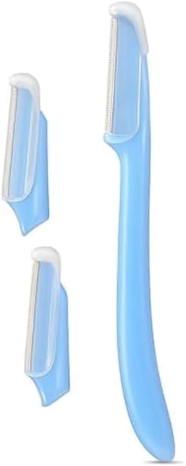 Fitto Eyebrow Razor Blue - Precision Facial Razor for Brow Shaping, Face Hair Removal, Dermaplaning, Portable Eyebrow Shaper &amp; Trimmer