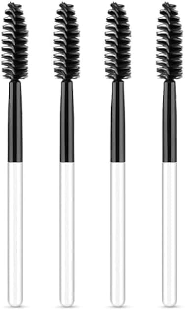 Fitto Eyelash Brush Spoolie Pack of 4 Black &ndash; Mascara Wands for Lashes &amp; Brows