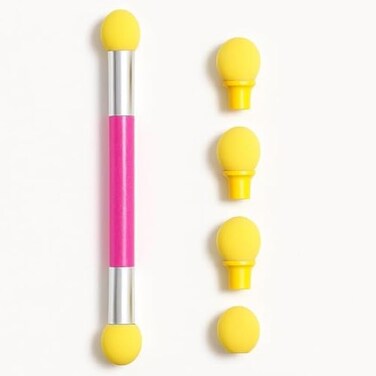Fitto Eyeshadow Applicator with 4 Extra Replacement Tips, Yellow, 15cm Sponge Eye Shadow Applicator