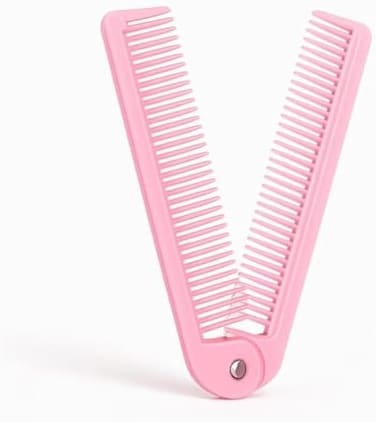 Fitto Folding Pocket Comb Pink - Compact Travel Hair Comb, Folding Detangling Comb with Wide & Fine Teeth, Portable Anti-Static Comb for Men Women
