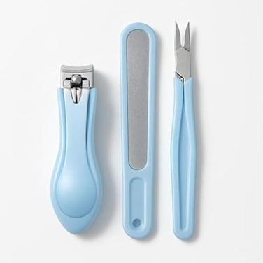 Fitto Blue Manicure &amp; Pedicure Kit - Travel Nail Clippers Set with Cuticle Nipper, Nail Scissors, File, Tweezers in Carry Case