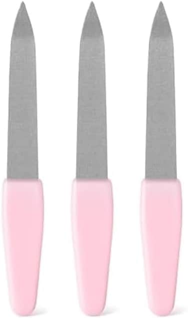 Fitto Mini Nail Filer Pack of 3 - Portable Travel Emery Boards, Double-Sided Compact Nail Files for Manicure &amp; Toenail Care