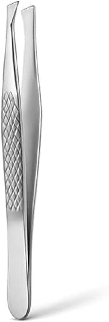 Fitto Stainless Steel Tweezers 8.5cm - Precision Slant Tip Eyebrow Tweezer for Hair Removal, Facial Grooming &amp; Beauty