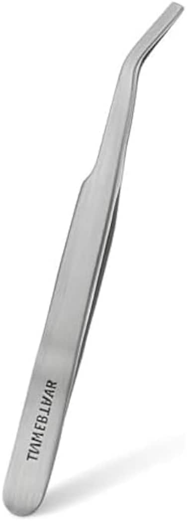 Fitto Stainless Steel Slant Tip Tweezer - Precision Eyebrow Tweezer for Hair Removal, Ingrown Hair, Nail Art, Splinters &amp; Crafts