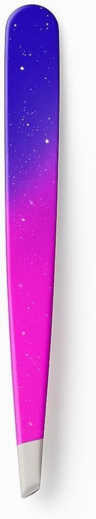 Fitto Stainless Steel Tweezers Blue &amp; Pink 9.5cm Slant Tip Precision Eyebrow Tweezer Hair Removal Cosmetic Grooming Tool