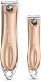 Fitto Stainless Steel Nail Clipper Set 2pcs (8x1.7cm &amp; 6.5x1.4cm) Fingernail &amp; Toenail Clippers Manicure Pedicure Travel Portable