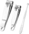 Fitto Nail Clipper Set Stainless Steel Fingernail &amp; Toenail Clippers 2pcs (7.85x1.6cm, 6.15x1.2cm) Manicure Pedicure Travel