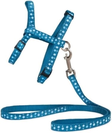 Fitto Pets Harness &amp; Leash Set Blue 14x8 cm - Small Cat Dog Puppy Adjustable Harness with Leash