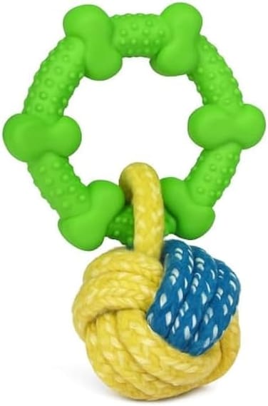 Fitto Dog Rope Toy - Green 19.5 x 8.5 cm   Durable Cotton Chew &amp; Tug Toy for Dogs and Puppies - Dental Cleaning, Fetch &amp; Interactive Play