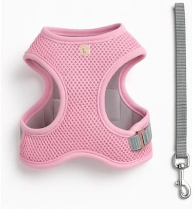 Fitto Dog & Cat Harness and Lead Set L 23x20cm Adjustable Soft Breathable No-Pull Reflective Pet Harness Leash for Small Medium Dogs Puppies Cats