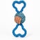 Fitto Blue Cotton Dog Rope Toy 19x9cm - Knotted Tug &amp; Chew Toy for Puppies Small Medium Dogs, Ball Tug Fetch Dental Cleaning
