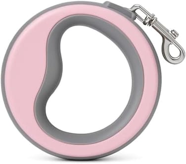 Fitto Retractable Pet Leash Round Pink Compact Case for Small Dogs and Cats 13.7x13.7cm