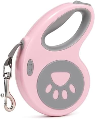 Fitto Retractable Pet Leash Pink - Retractable Dog Leash & Cat Leash, Compact 18x10.5cm Housing, Extendable Pet Lead for Small Dogs & Puppies
