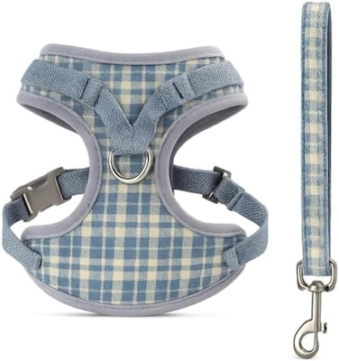 Fitto Pet Harness and Lead XXS 20x13cm - Small Dog Puppy Cat Adjustable Soft Vest Leash Set