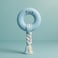 Fitto Dog Rope Toy with Ring Blue 7x6.7cm - Chew & Tug Toy for Small to Medium Dogs Puppy Dental Cleaning Interactive Play