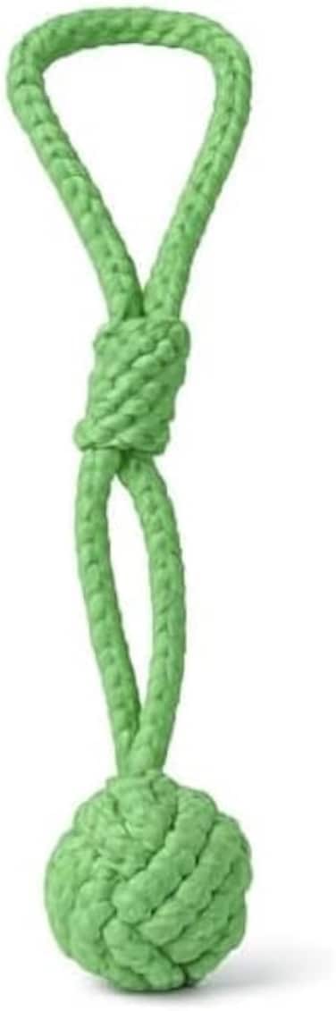 Fitto Dog Tug Rope Toy Green 37.5x10 cm - Braided Cotton Pet Tug &amp; Chew Toy for Dogs Puppies, Interactive Tug-of-War, Training and Fetch