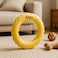 Fitto Pet Ring Toy 17x17cm Yellow - Chew &amp; Fetch Ring for Dogs Puppies Cats, Interactive Squeaky Teething Toy