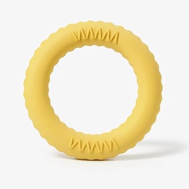Fitto Pet Ring Toy 17x17cm Yellow - Chew &amp; Fetch Ring for Dogs Puppies Cats, Interactive Squeaky Teething Toy