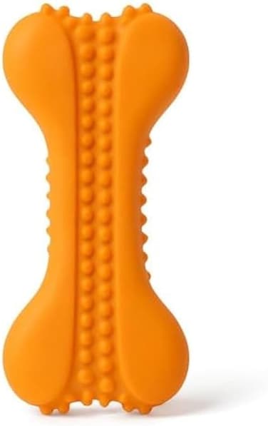Fitto Dog Bone Toy Orange 15 x 6.3 cm - Chew Toy for Dogs & Puppies, Bone Shaped Pet Toy for Chewing, Fetch and Play