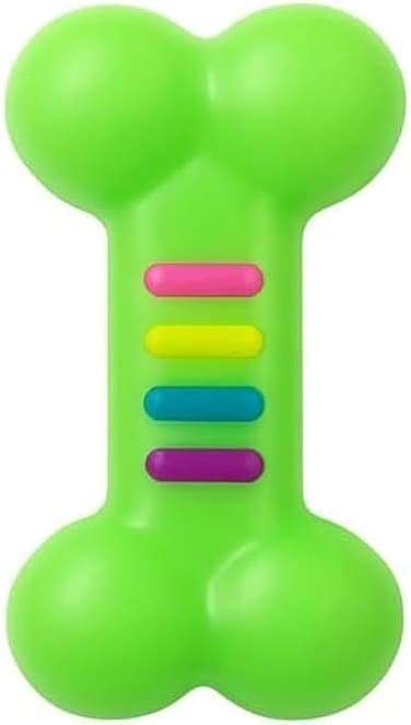 Fitto Dog Bone Toy - Green 14x7 cm Rubber Chew Toy for Dogs &amp; Puppies, Durable Interactive Fetch &amp; Chew Toy, Non-Toxic Dental Care