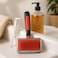 Fitto Pet Bath Brush Red 13.5x8.2cm Silicone Grooming Brush for Dogs &amp; Cats Bath Massage Fur Deshedding Hair Removal