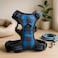 Fitto Dog Harness Blue Large L 32x30cm Adjustable Padded No-Pull Vest Pet Harness for Walking Training Reflective Nylon