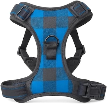 Fitto Dog Harness Blue Large L 32x30cm Adjustable Padded No-Pull Vest Pet Harness for Walking Training Reflective Nylon