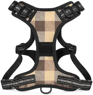 Fitto Pet Harness Brown XL 41x31cm - Adjustable Dog & Cat Harness Vest for Walking & Training