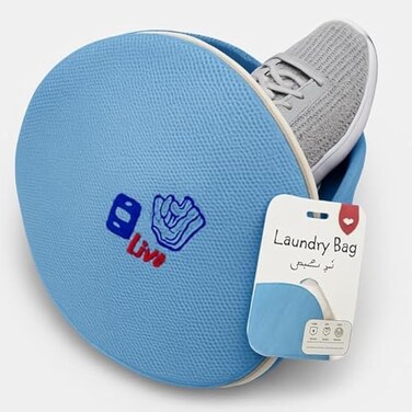 Fitto Large Blue Laundry Bag - Big Foldable Mesh Clothes Bag, Travel Laundry Sack &amp; Reusable Dirty Clothes Hamper for Home, Gym