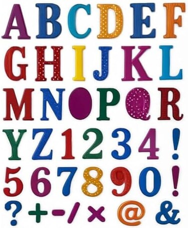 Fitto English Alphabet & Number Stickers 1-9 with Arithmetic Symbols for Kids, Classroom, Crafts, Scrapbooking, Homeschool