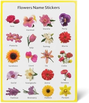Fitto Floral Educational Stickers - Flower Stickers for Kids, Teacher Reward Stickers, Classroom, Scrapbook & Planner Craft Stickers