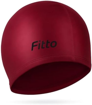 Fitto Maroon Swimming Cap for Adults and Kids - Silicone Swim Cap for Enhanced Performance