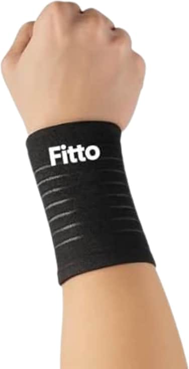 Fitto Adjustable Black Wrist Support for Fitness - Comfortable and Durable Wrist Brace for Weightlifting, Gym, and Sports