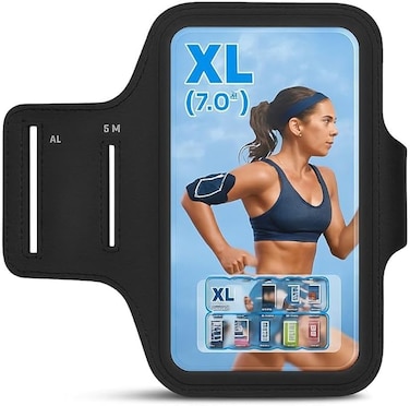 Fitto Black Arm Band for Running - Adjustable Cell Phone Holder for Sports and Fitness