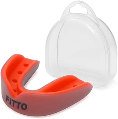 Fitto Red Sports Mouthguard Gumshield - Teeth Mouth Protector for Boxing with Carry Box
