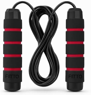 Fitto Premium Fitness Skipping Rope with Ergonomic Sponge Handles for Enhanced Grip and Comfort