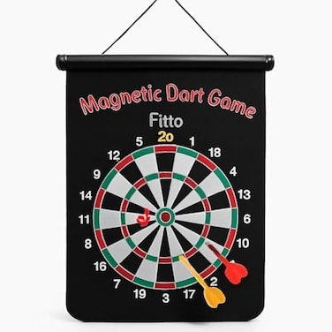 Fitto Safety Darts Board Set - 41cm x 1.2cm, Black - Ideal for Kids and Family Fun