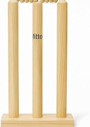 Fitto Premium Wooden Cricket Stumps with Stand - Durable and Lightweight for Backyard Cricket Games