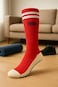Fitto Anti-Slip Red Football Socks for Adults - Free Size